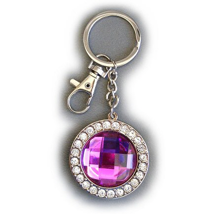 Diamond Studded Purple Circle Key Ring